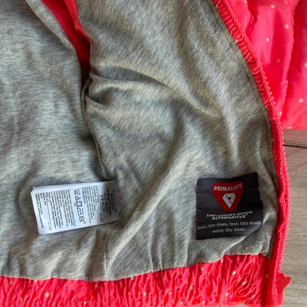 GAP Pink Polka Dot Hooded Puffer Jacket - Picture 4 of 6